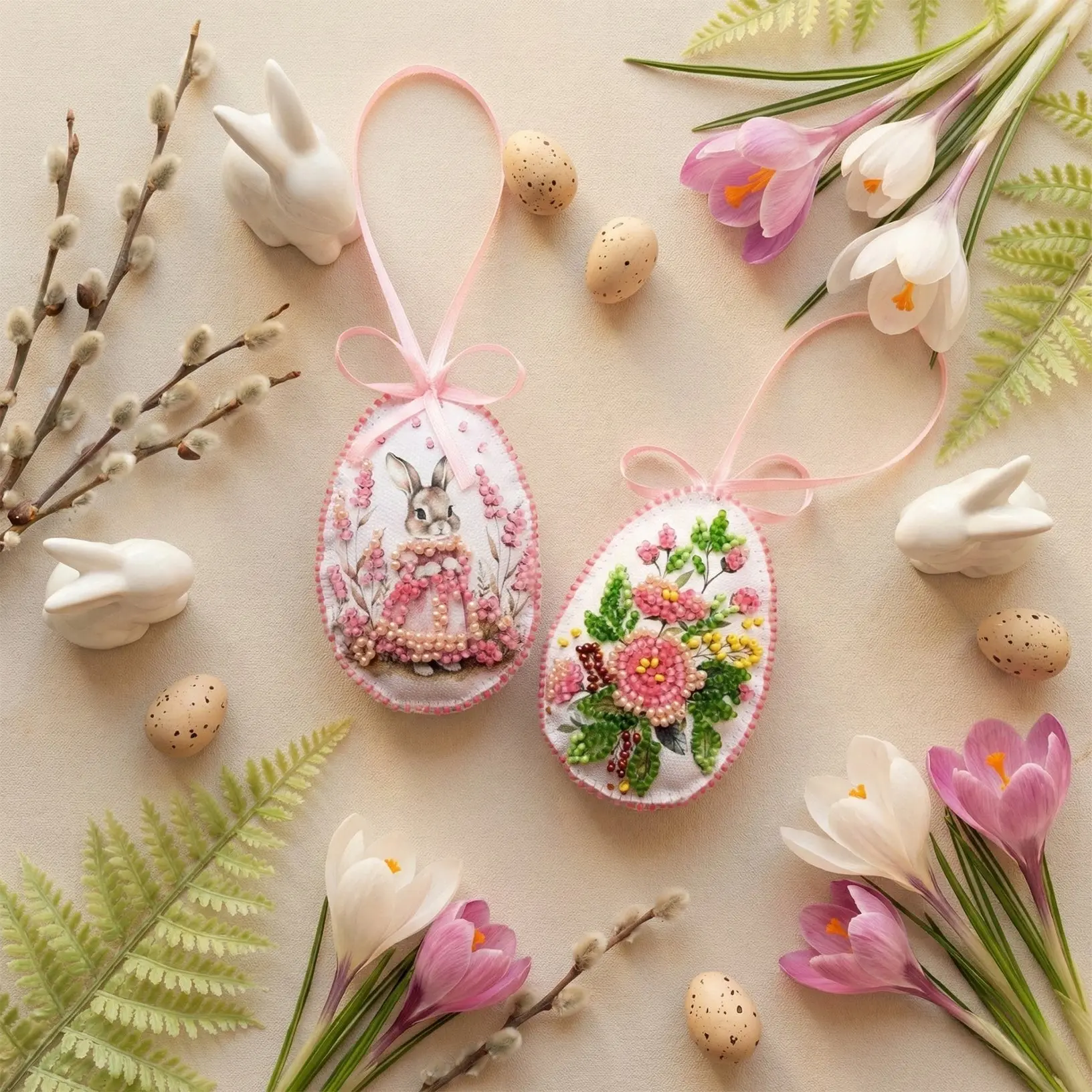 Easter Bunny Bead Embroidery Decoration Kit by Abris Art ABT-060