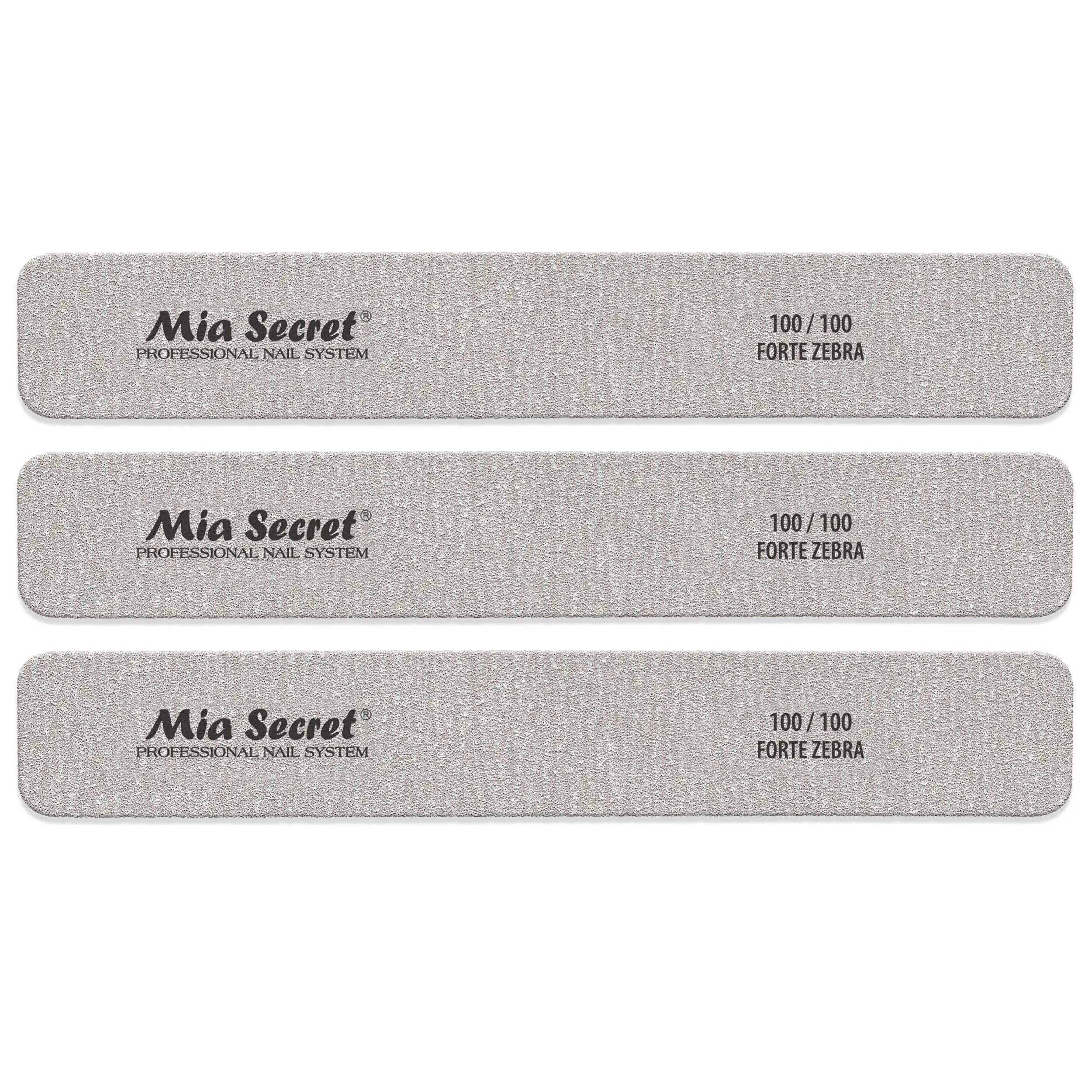 Mia Secret Zebra Jumbo Emery Board Fingernail Files - 100/100 Coarse Grit, Pink Center, Powerful Shaping, Controlled Filing, Professional Nail Supplies for At-Home Manicures