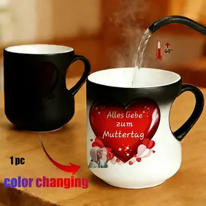 Magic Color Changing Mug, Heart Design Thermosensitive Ceramic Mug, 11 Oz/330 Ml, Mother's Day Gift for Mama, Friends, Lovers, Father