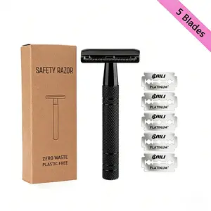 BAILI Safety Razor, equipped with 5 double-edged blades, delivers a smooth, close shave. Designed for long-lasting use with zero waste, plastic-free, and built to last. Durable Shaver Shaver
