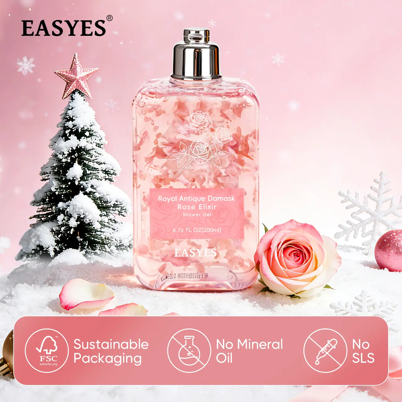 【Easyes】 Rose Essence Native Body Wash 3X Repair Deep for Dry Sensitive Skin Instant Relief of Dryness and Itching Red Rose Fragrance Vegan No Animal Testing The Best Choice for Gifts