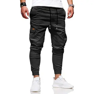 HUNGSON Men's Slim Fit Cargo Pants Slimming Drawstring Mid Waist Casual Trousers for Men Above Ankle Length with Slanted Pockets Versatile Lightweight Bottoms for Daily Wear All Seasons Functional Elastic Waistband for Everyday Wear