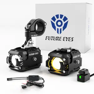Future Eyes LED Motorcycle Fog Lights, 60W Auxiliary Driving Lights, High/Low Beam, Amber/White Daytime Running Light, Waterproof Off-Road Light for Motorcycles, ATVs, UTVs & Dirtbike