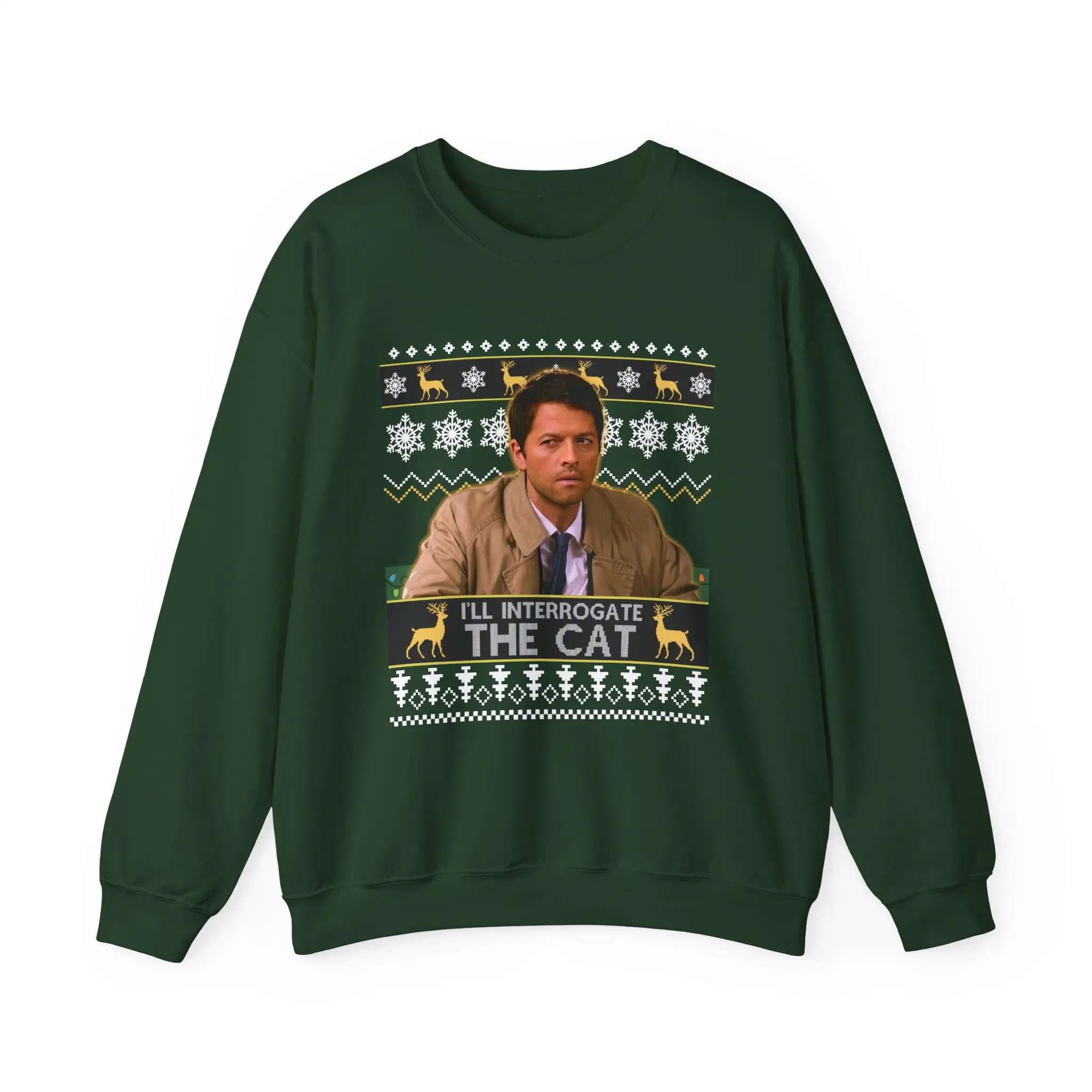 Funny I'll interrogate the cat Ugly Christmas Sweater Funny Xmas Sweatshirt
