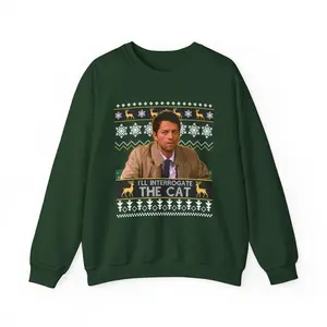 Funny I'll interrogate the cat Ugly Christmas Sweater Funny Xmas Sweatshirt