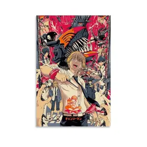 Classic Anime Chainsaw Man Canvas Art Tapestry for Aesthetic Dormitory Bedroom Decoration 60x40 Inch Gift Wall 30*40