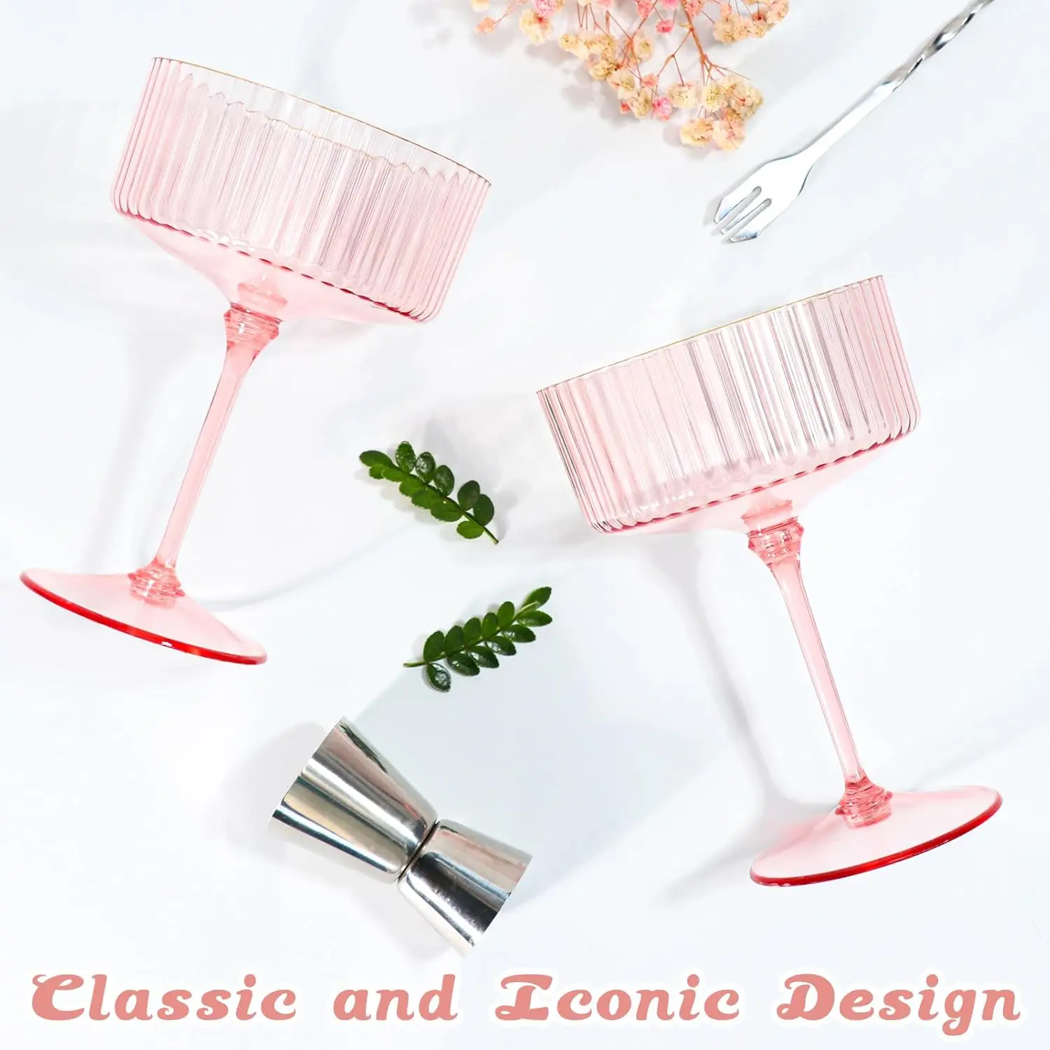12 count Detachable Martini Glasses 10oz Plasitc Pink Ribbed Coupe Glasses  Rim With Pink Stem Glassware Set Martini Glass For Champagne Wedding  Anniversary Bar - TikTok Shop
