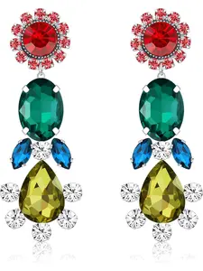 1 Pair Bohemian Style Rhinestone Drop Earrings, Vintage Design Earrings for Women