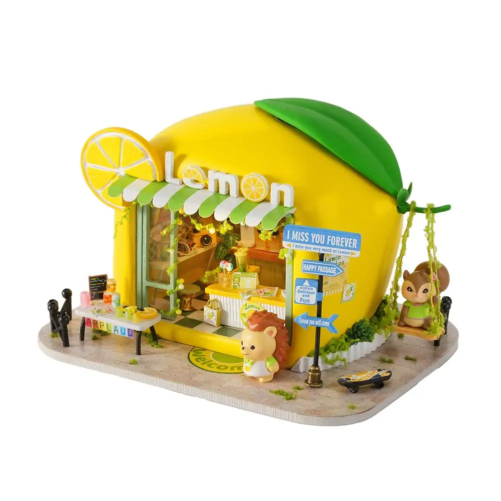 1PC DlY Mini House Assembly Kit for Personal Leisure Family  Couple Dating Enhances Hands On Ability Close  Fruit Town Model Holiday Present for friend  Girlfriend Cozy Home Display Sentimental Personal  Collection Tools Glue Batteries Not Included