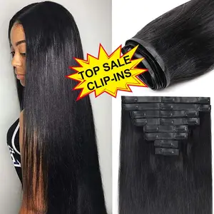 Seamless PU Clip In Extensions Full Head PU Weft Extensions High Quality Virgin Human Hair