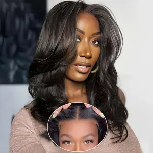 Mscoco Hair Layer Cut 100% Human Hair Pre Cut 6x5 HD Lace Wavy Glueless Wig With Curtain Bangs