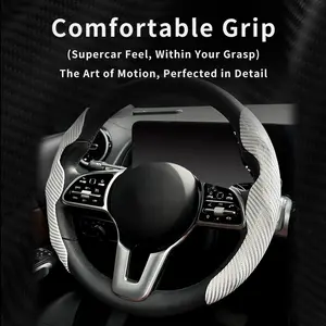 Carbon Fiber Steering Wheel Cover 2PCS Set – Anti-Slip, Scratch-Resistant, Universal Fit for 14–16 Inch Wheels – Interior Car Accessories for Cars, SUVs, Trucks Automotive