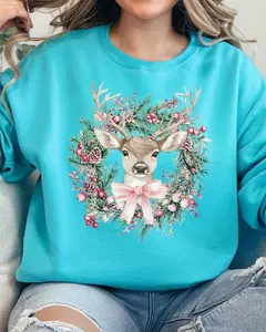 Sugar Plum Deer Unisex NuBlend Crew Sweatshirt CHRISTMAS 2024