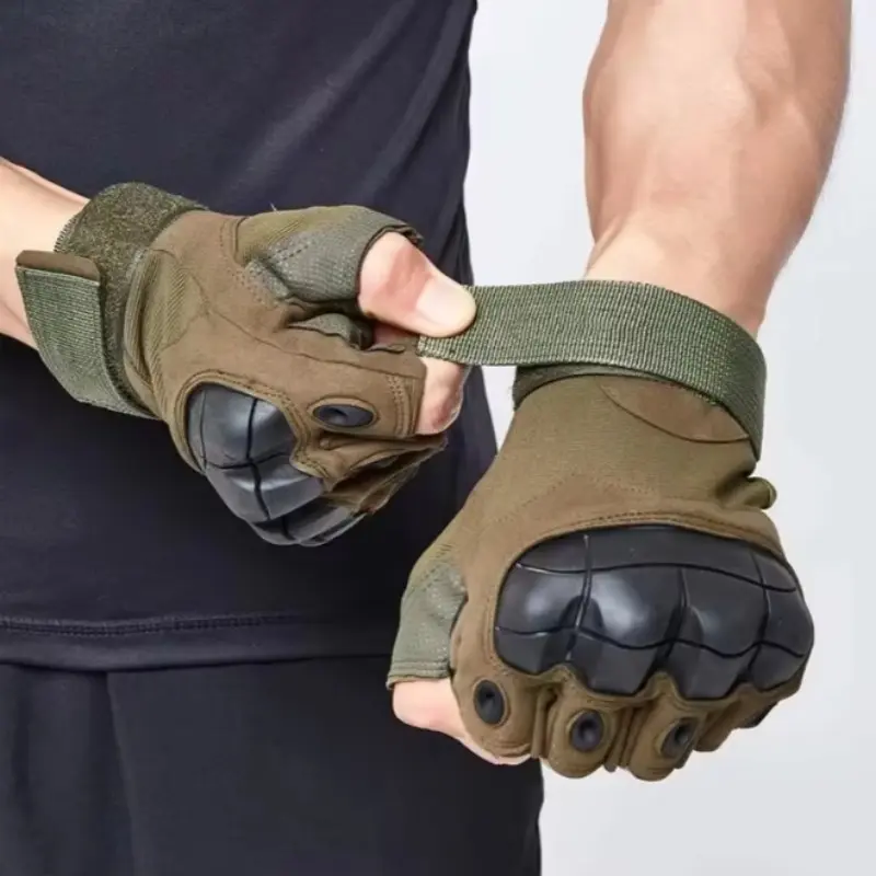 Outdoor Fingerless Gloves Hard Finger Impact Gloves Paintball Air Gun Hunting Fighting Cycling Hiking Outdoor Activity Gloves Outdoor Sports Gloves Half Finger Gloves