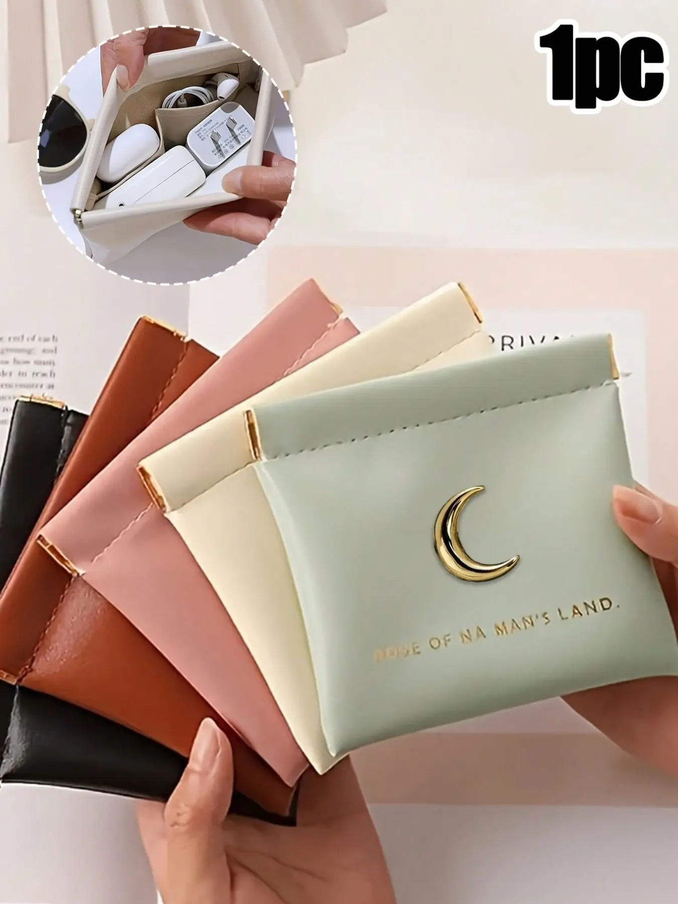 Women's Magnetic Closure Wallet, Mini Storage Purse with Moon Decoration, Compact Travel Wallet, Safe Magnetic Buckle, Lipstick Holder, Stylish Wallet