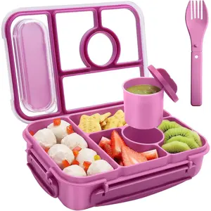 Bento Box Adult Lunch Box ,Lunch Containers for Adults//,5 Compartments Bento Lunch Box with Sauce Vontainers,Microwave & Dishwasher & Freezer Safe, ()