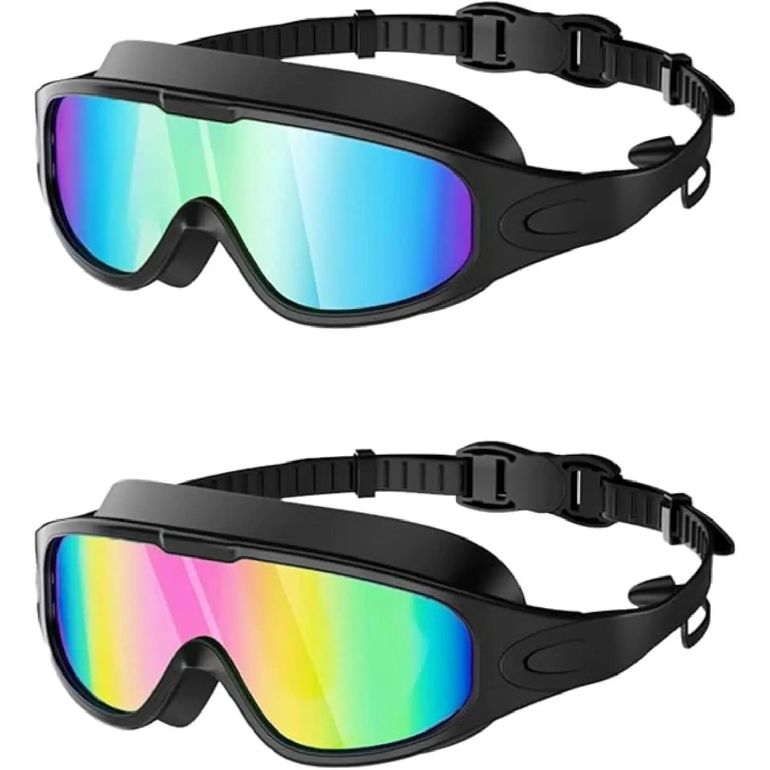 Swim Goggles 2 Pack for Adult Men Women, Anti-fog UV Protection No Leak 180 °   Wide View Clear Vision Pool Goggles for Audlt, No Leaking Summer Gifts for Men Women Kid Swimming Accessories summerwins