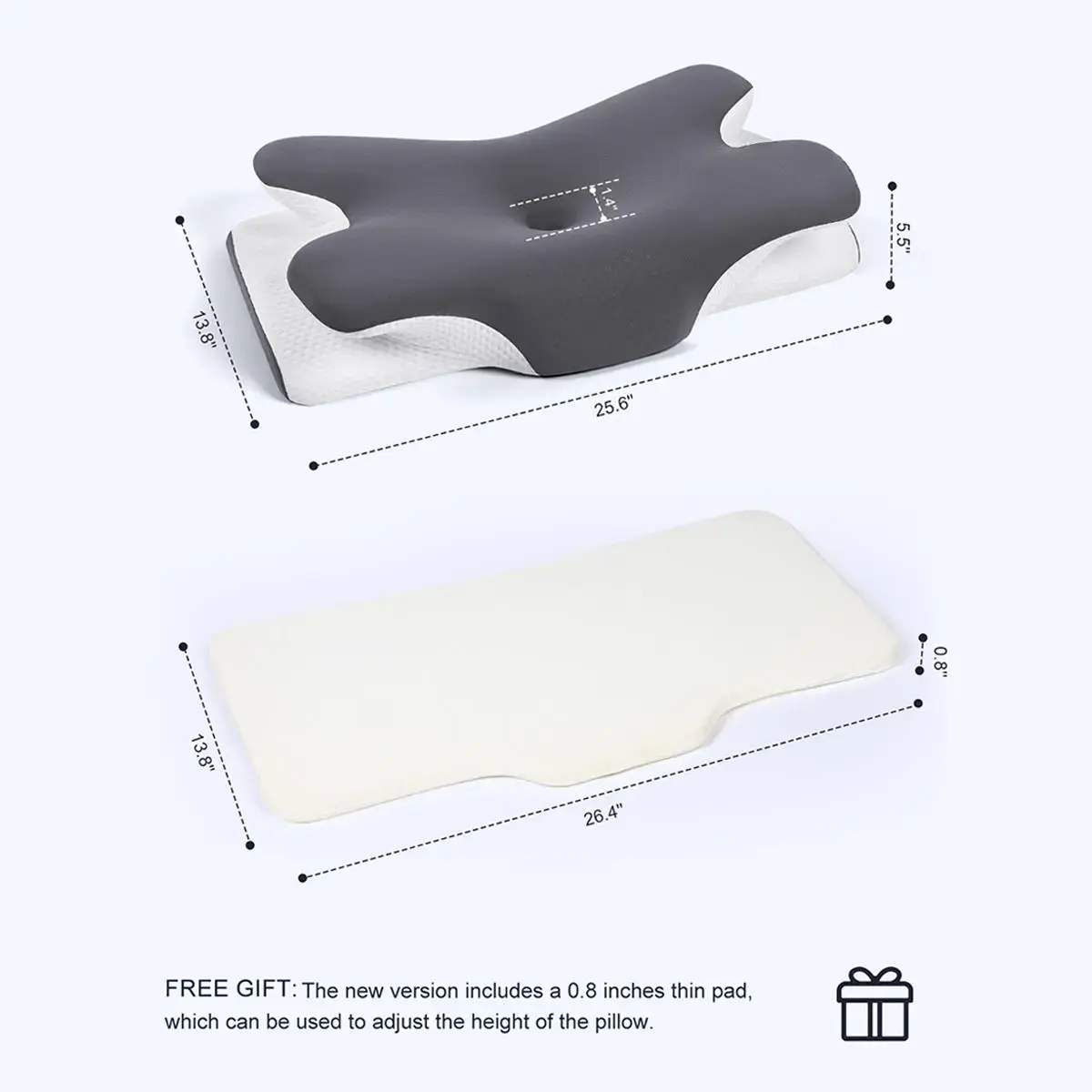 Vipfree Adjustable Cooling Memory Neck Pillow - Ergonomic Cervical Support with Breathable Removable Pillowcase - Perfect Gift for Moms and Comfort Seekers