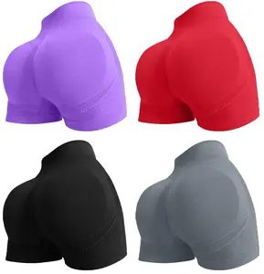 4 Piece Women's fitness shorts Yoga Gym seamless stretch high-waisted pants