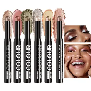 6 Pcs Cream Eyeshadow Stick Set Matte Shimmer Highlighter Pencil Waterproof Long Wear Eye Makeup Crayon