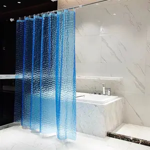 Water Cube Pattern Shower Curtain Liner, 1 Count 3D Clear Shower Curtain, Simple Decoration Shower Curtain with Hooks for Home Bathroom Dormitory Salon