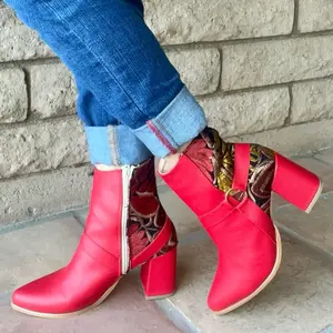Beautiful Embroidered Boot - Handmade in Mexico, Floral Design, Cuban Heel, Casual & Formal, Mexican boot  Women