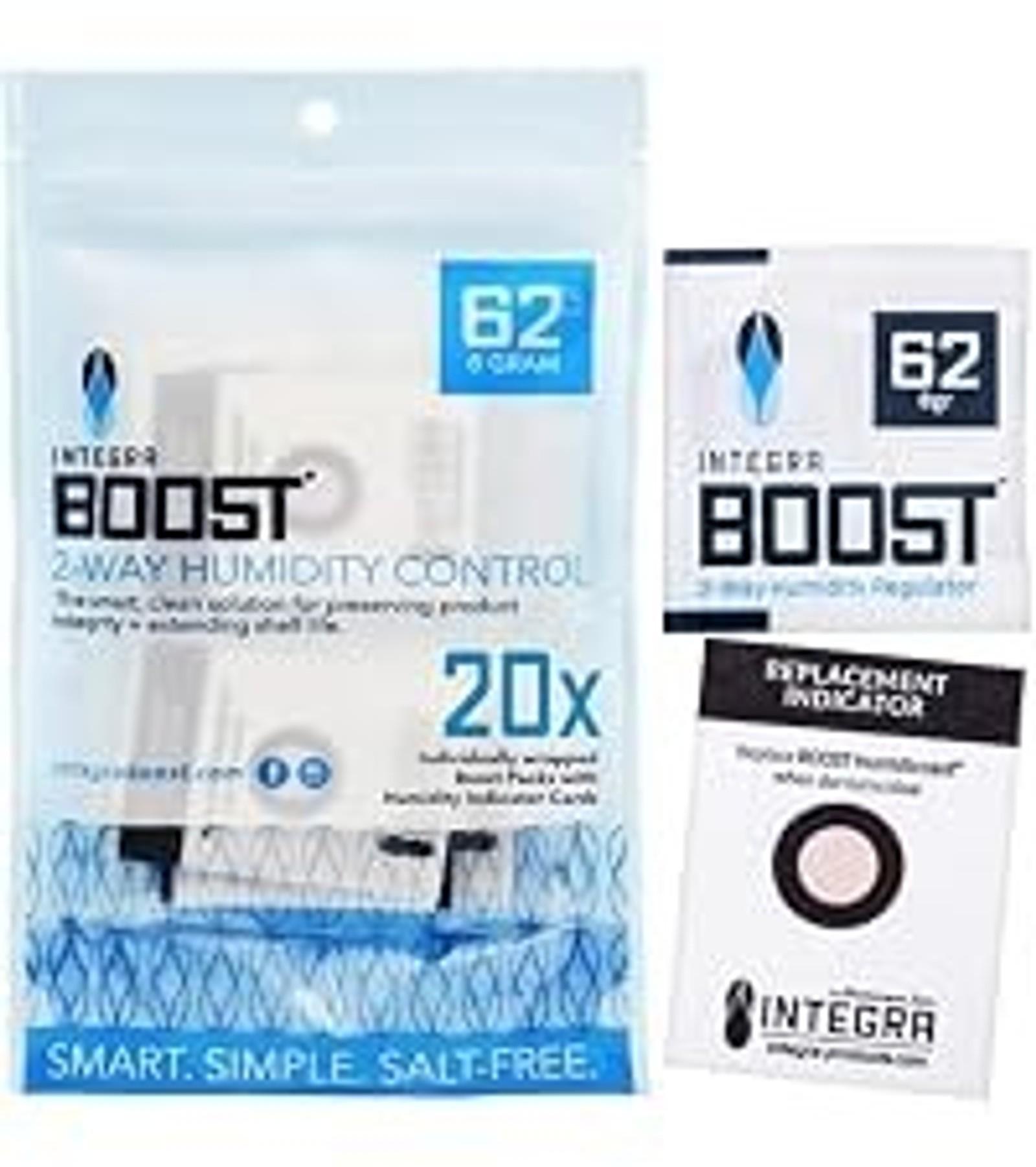 Integra Boost 62% RH, 2 Way Humidity Control Packs – 8g Size for Storing Up to 1oz – Pack of 6 Moisture Absorbers for Small Jars & Containers – Humidifier Packets for Herbs & Spices in Resealable BagGift