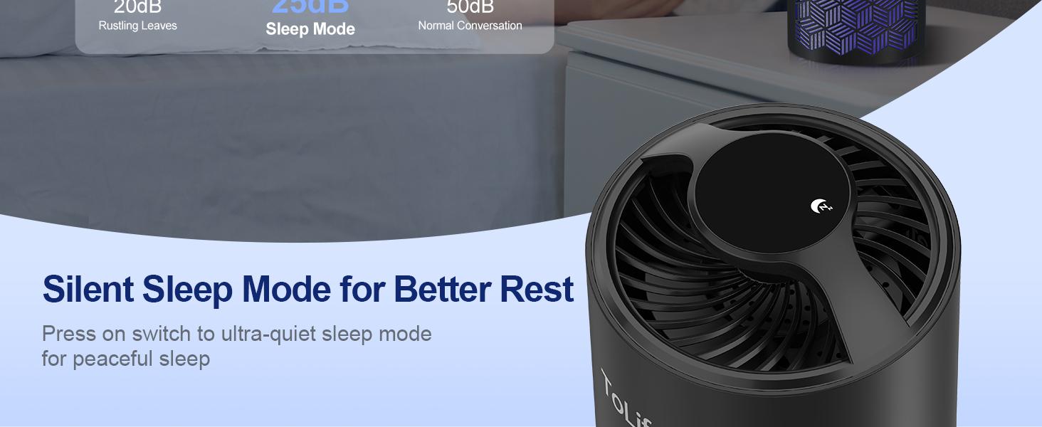 ToLife K1 Air Purifier: HEPA Filter for Pet Allergies & Dust! Portable, Baby-Friendly & Low-Noise Sleep Mode - Perfect for Home & Office