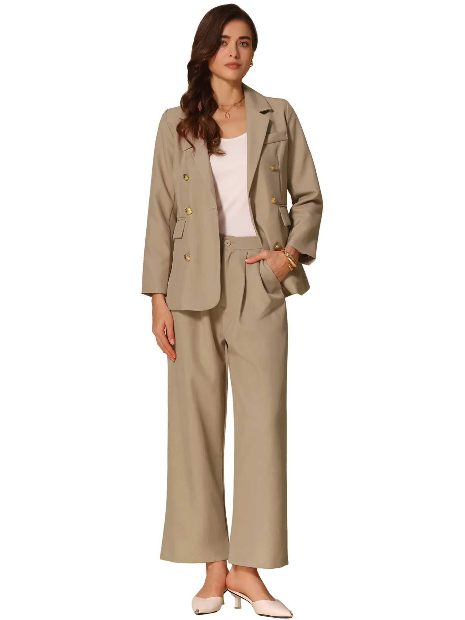 INSPIRE CHIC Women's Blazer Sets Women 2 Piece Outfits Dressy Business Work Office Casual Blazer Pant Suits
