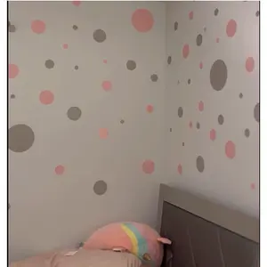 Pink and Grey Polka Dot Wall Decals Nursery Room Stickers Decorative for Kids Bedroom, Living Room, Instant Decor Peel & Stick Removable