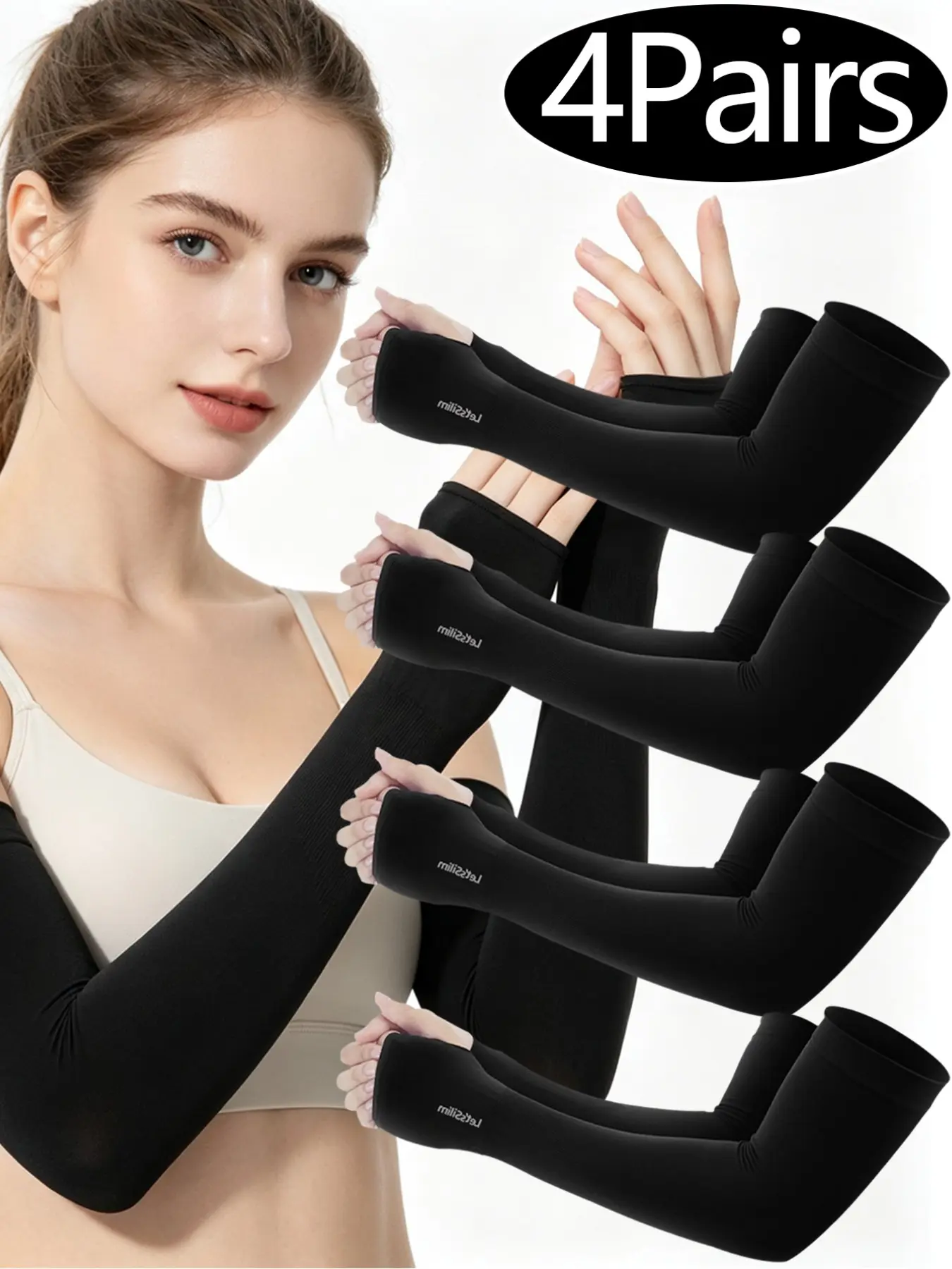 4 Pairs Unisex UV Protection Arm Cooling Sleeves Ice Silk Sports Cooling Arm Covers Compression Breathable For Golf Baseball, Men Gifts, Summer Arm Sleeve