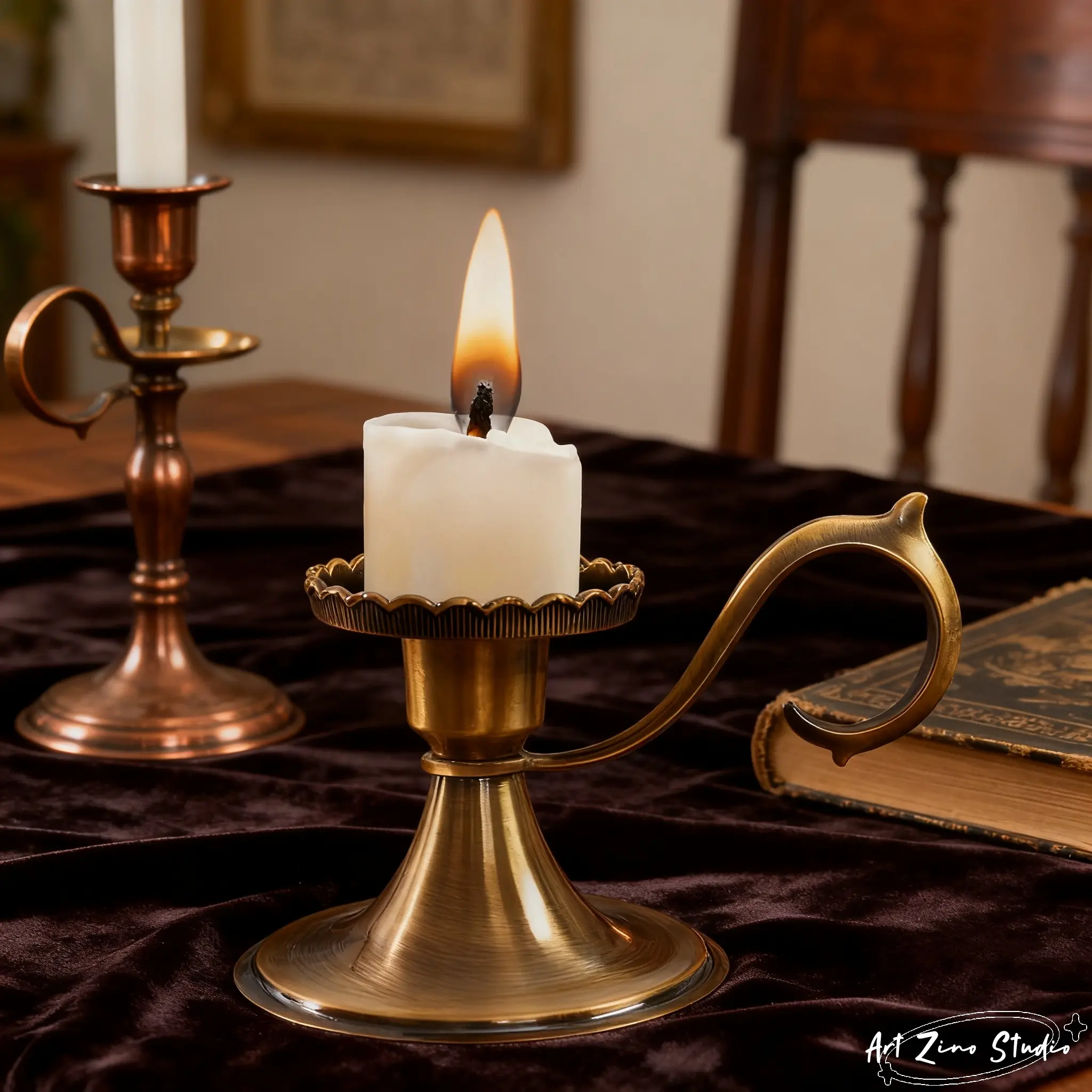 Vintage New Classical Antique Copper Candlestick Holder, Vintage Candle Stand, Elegant Swan Neck Design, Perfect for Dining & Living Room Decor, Home Decor, Candle Holders