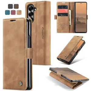 for Samsung Galaxy Z Fold 7 Leather Case, Vintage Wallet Case Book Folding Flip Case with Kickstand Card Holders Slots Protective Cover for Galaxy Z Fold 6, Z Fold 5, Z Fold 4 Lightweight Shockproof Cover