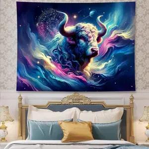 Taurus Tapestry Wall Hanging Zodiac Sign Decoration Aesthetic for Bedroom Living Room Dormitory Suitable for Teen Boy and Girl Who Like Astrology 59x51 Inches