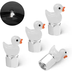 Tire Valve Stem Cap, 4 pcs Glow-in-The-Dark Cute Duckling Tire Valve Cap, Universal for Cars, Motorcycles, Trucks, and Bicycles