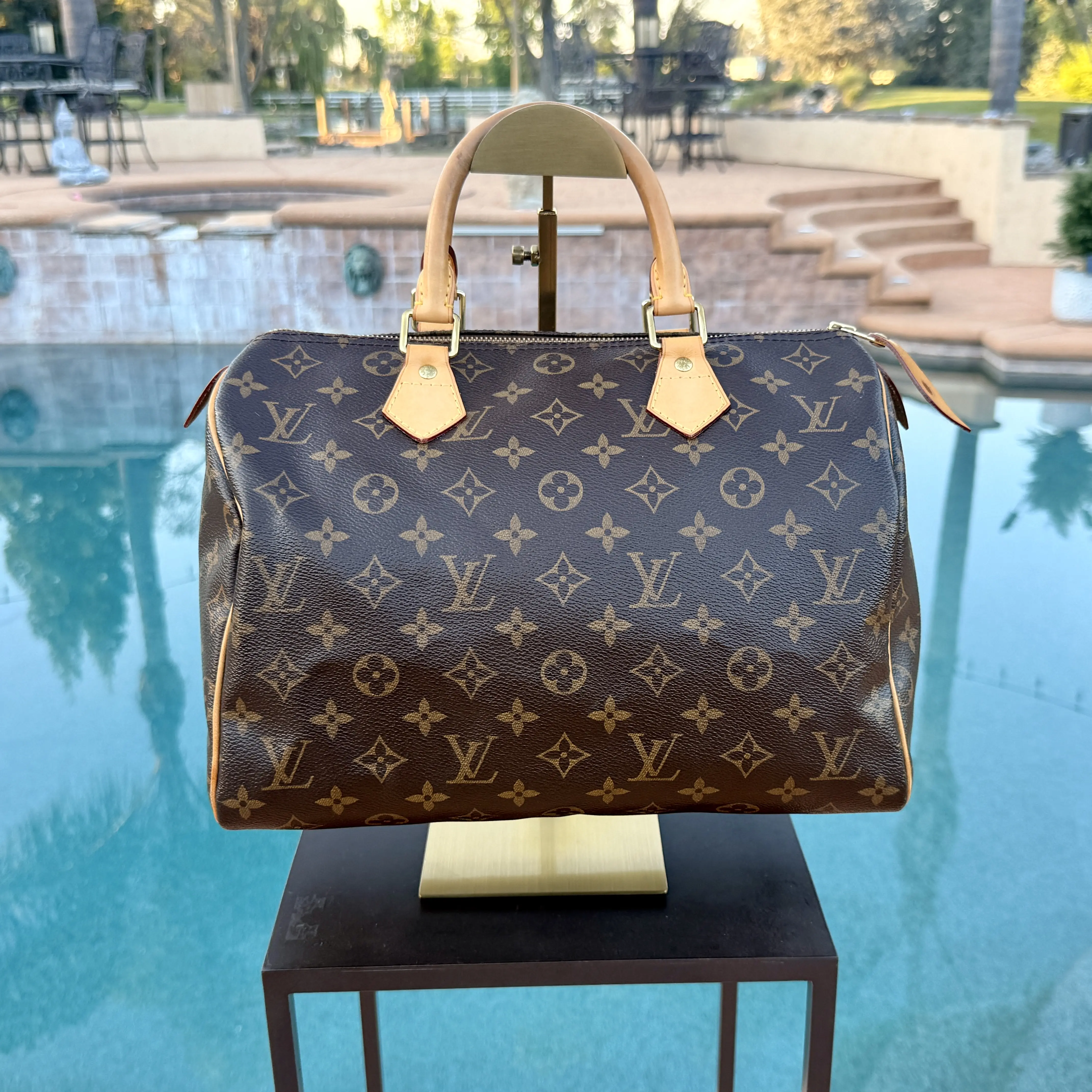 Pre-owned Louis Vuitton Coated Leather Hand Bag Monogram Speedy 30