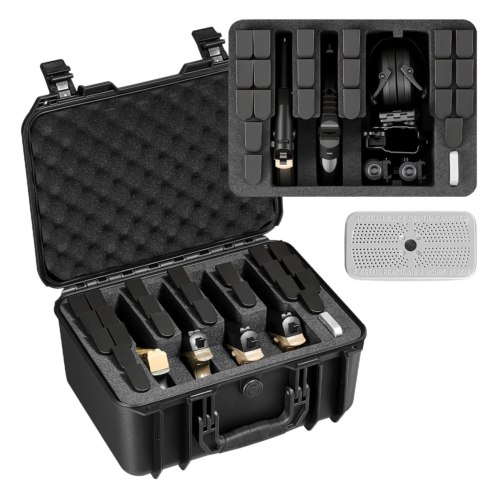 VEVOR Hard Pistol Case - 5.1 lbs Heavy Duty IP67 Waterproof Dustproof TSA Compliant TSA Legal Case with XPE Foam Lining, Customizable Interior, Handle & Expandable Modules for Travel, Home Storage, 15.9x12.5x7.5 in
