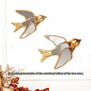 Creative Resin Swallow Statue Home Decor Wall Hanging, 5.7-7 Inch High Mirror Surface Design, Bird Lover Collectible Hanging Ornaments