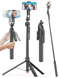 All-in-One Selfie Stick Tripod with Face Tracking Gesture Control Handheld Stabilizer Detachable Phone Holder 360° Rotation Remote Control for Smartphone Vlogging Kit Travel Gadgets