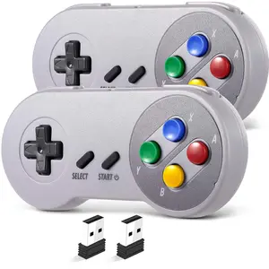 2 Pack 2.4 GHz  USB Controller Compatible with SNES , SNES Retro USB PC Super Classic Controller for Windows PC  Linux  Raspberry Pi Retropie (Multicolored )