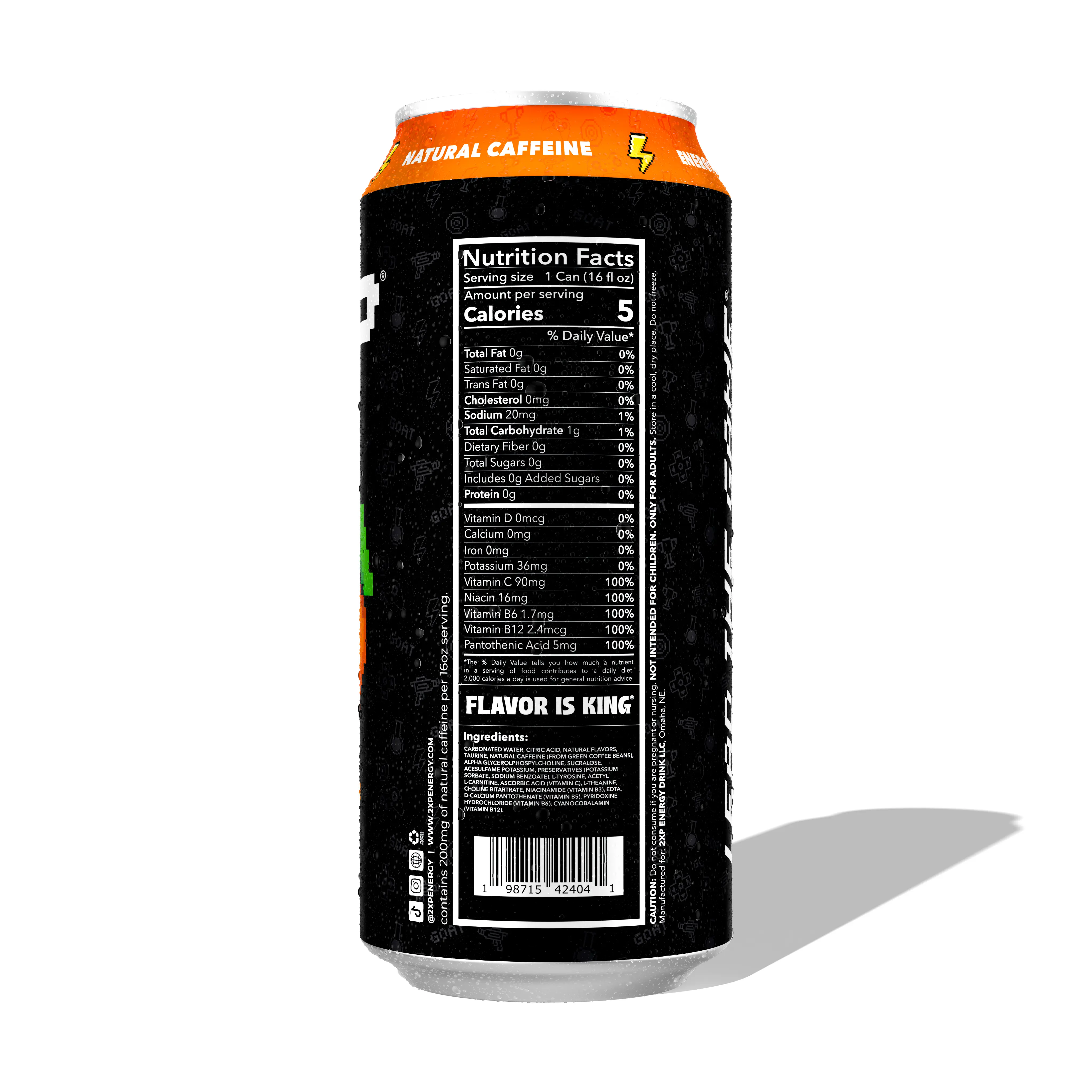 2xp Energy Drink | Juicy Orange | Zero Sugar Carbonated Energy
