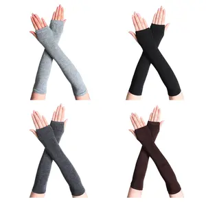 4 pairs Fingerless Gloves Knitted Arm Warmer Gloves Stretchy Gloves Goth Long Arm Sleeves with Thumb Hole Elbow Length Gloves