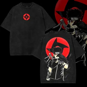Uchiha Shisui Strongest Sharingan Naruto Shippuden 2 Sided Washed tshirts, Hoodie Anime Manga cotton graphic tees Menswear