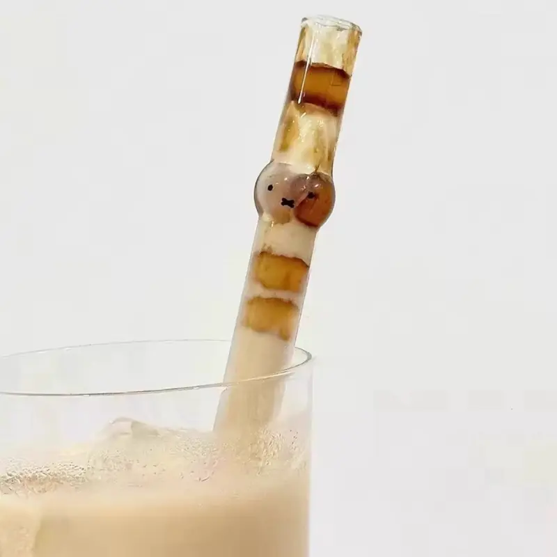 Reusable Glass Thick Boba Straw Kawaii Bunny Miffy Straw Eco-Friendly Straw