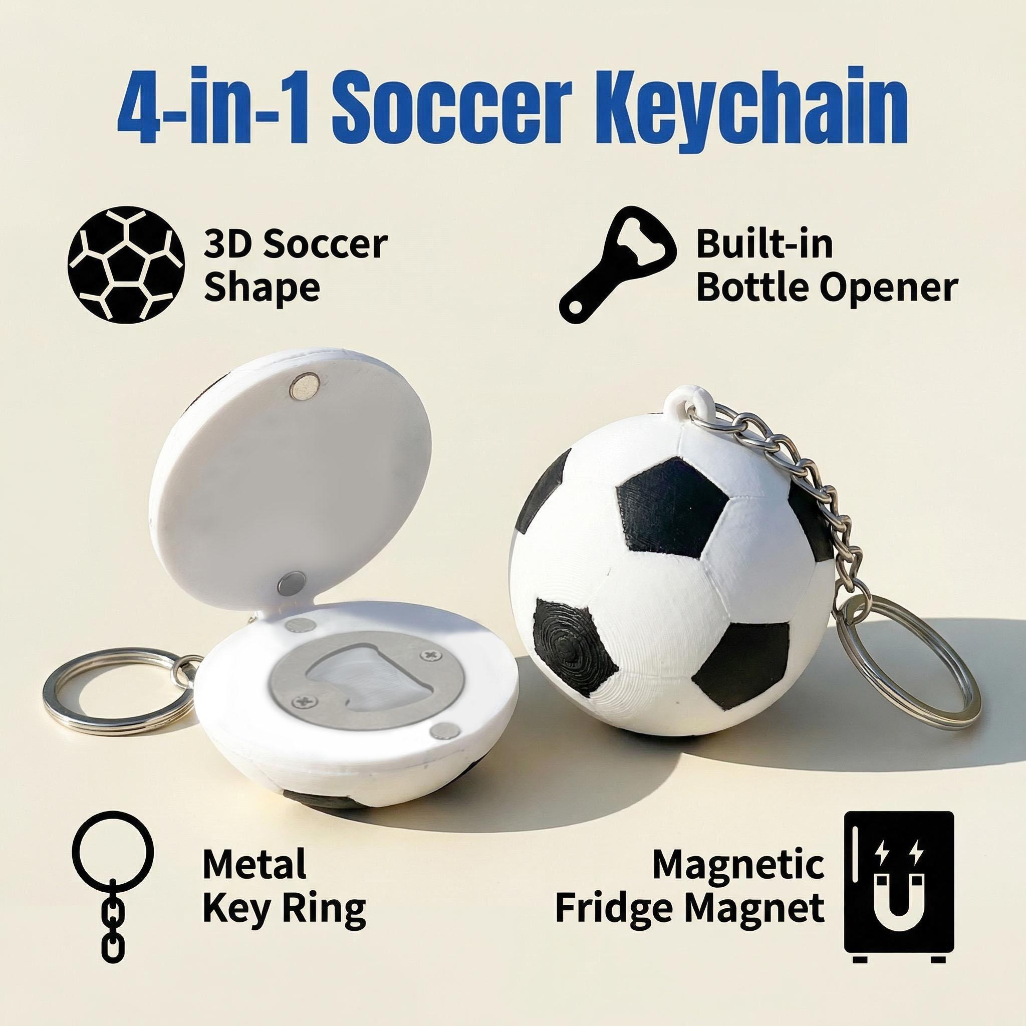 Viral Soccer Keychain! Built-in Bottle Opener + Fridge Magne