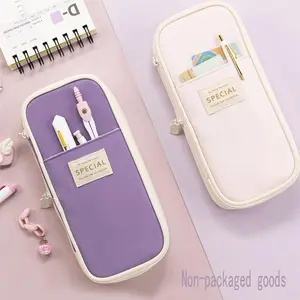 1 Piece Large Capacity Pencil Case With Zipper, Portable Multi-compartment Pencil Bag, Travel Makeup Bag, Stationery Storage Organizer For Office Home School Student Teacher, Office Supplies