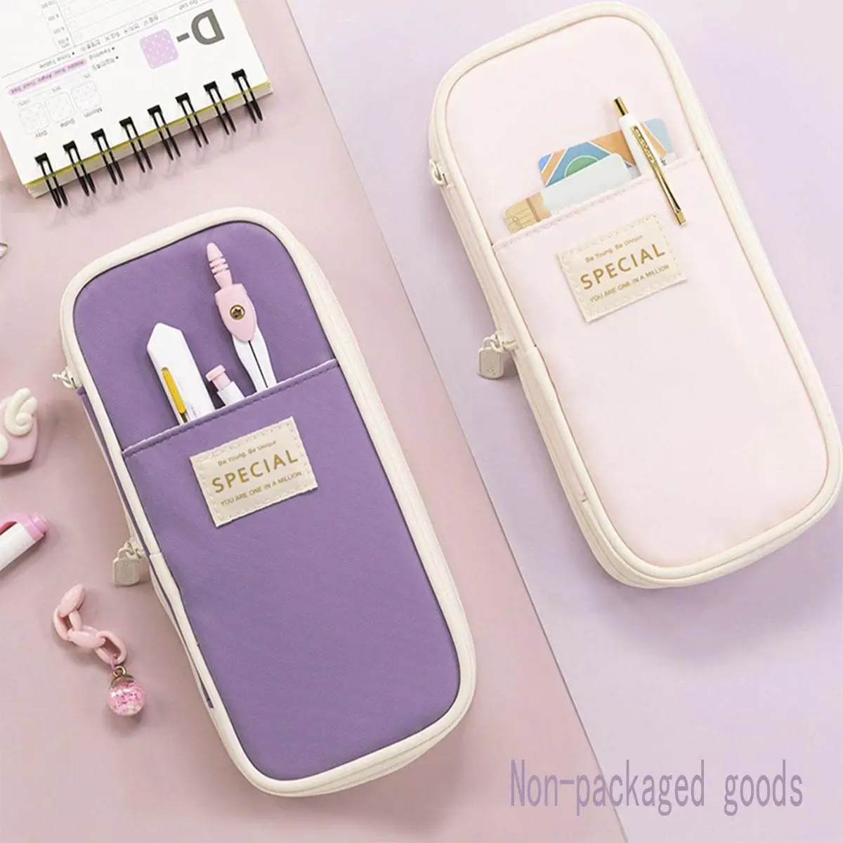 1 Piece Large Capacity Pencil Case With Zipper, Portable Multi-compartment Pencil Bag, Travel Makeup Bag, Stationery Storage Organizer For Office Home