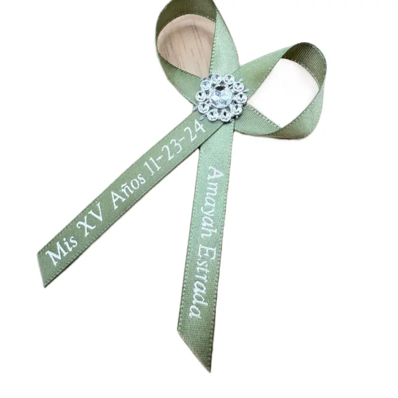 Customizable Blue Event Ribbons with White Rose Accent - Personalized Quinceañera Office Stationery, Custom Text-Addable Blue Ribbon Gifts & Wrapping Supplies