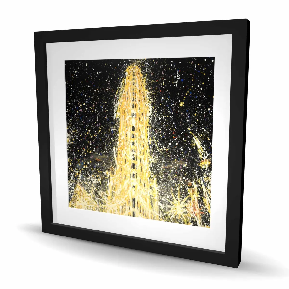 212 MAIN Contemporary Artistic Abstract Flatiron Building Artwork - 24x24 in Black-Framed Matted Print, Minimalist Home Decoration, Ideal Gift