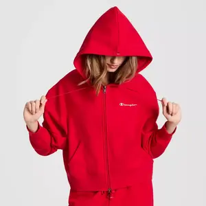 Champion Women's Cropped Fleece Zip-Up Sweatshirt - Red S